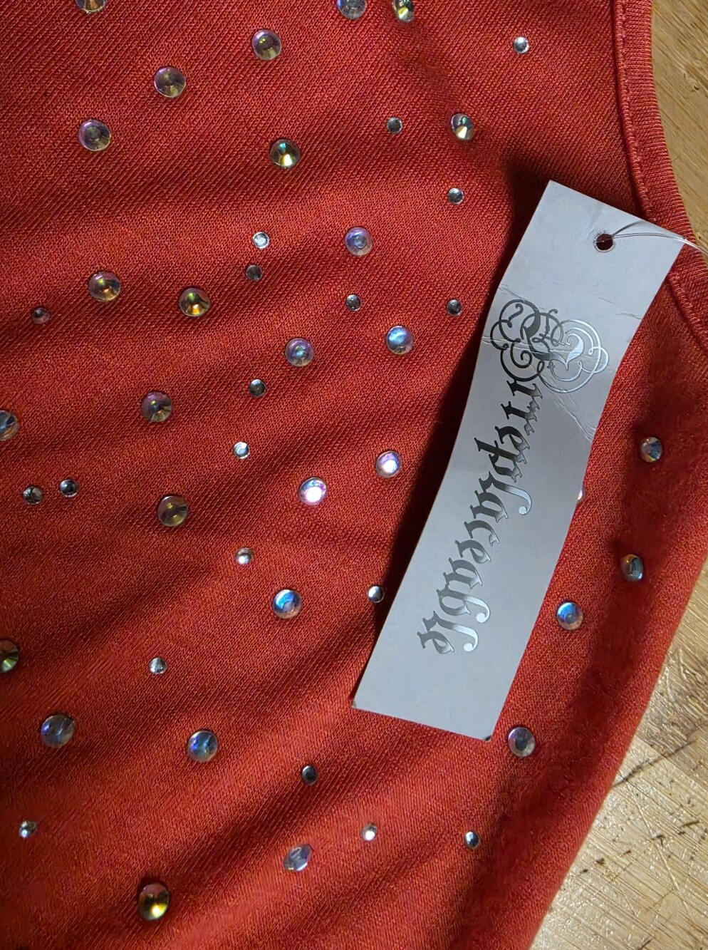 NWT Irreplaceable Red Rhinestone Bedazzled Racerback Tank Top Flared Medium - Picture 4 of 8